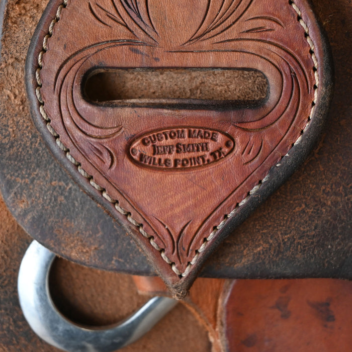 15.5" USED JEFF SMITH TEAM ROPING SADDLE