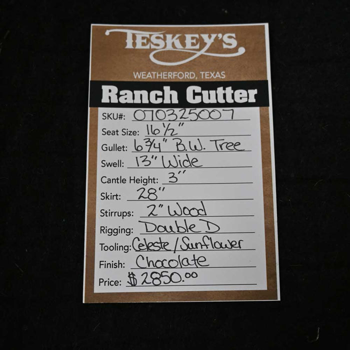 16.5" TESKEY'S PRO CUTTER RANCH CUTTER SADDLE Saddles - New Teskey's Saddlery