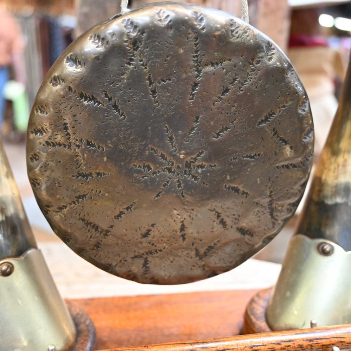 Rare & Unique Horn Dinner Bell w/ ring stick