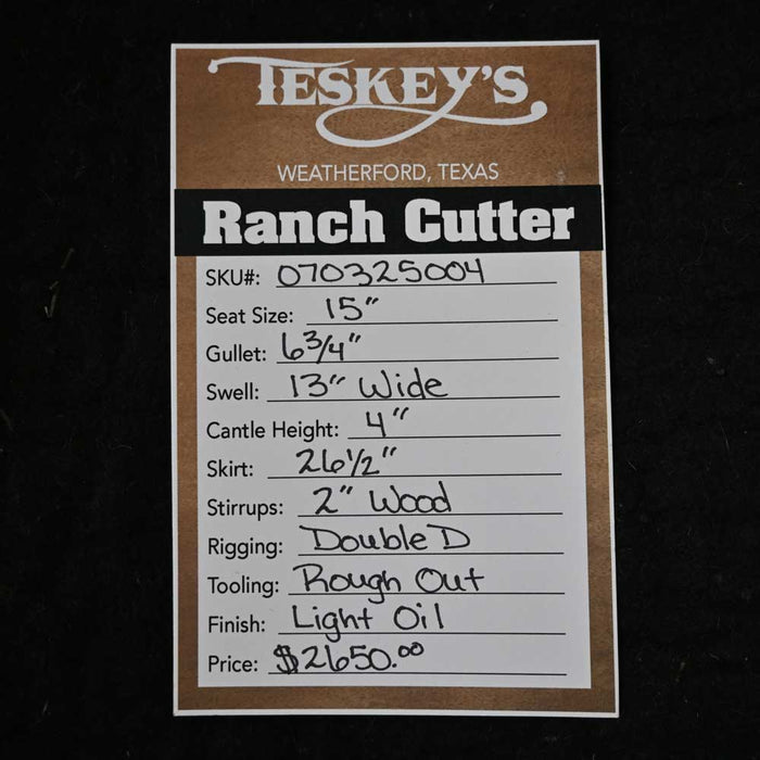 15" TESKEY'S PRO CUTTER RANCH CUTTER SADDLE Saddles - New Teskey's Saddlery