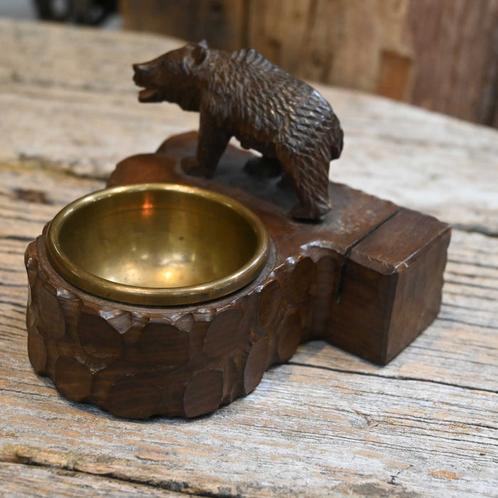 Blackwood Carved Bear Ashtray Collectibles MISC