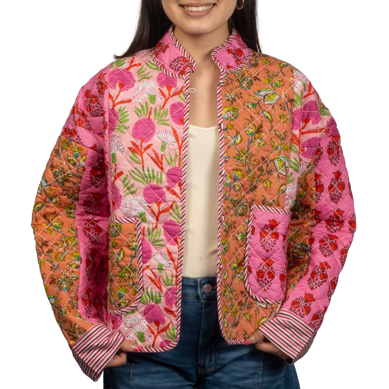 Pink Patchwork Quilted Jacket WOMEN - Clothing - Outerwear - Jackets THML Clothing
