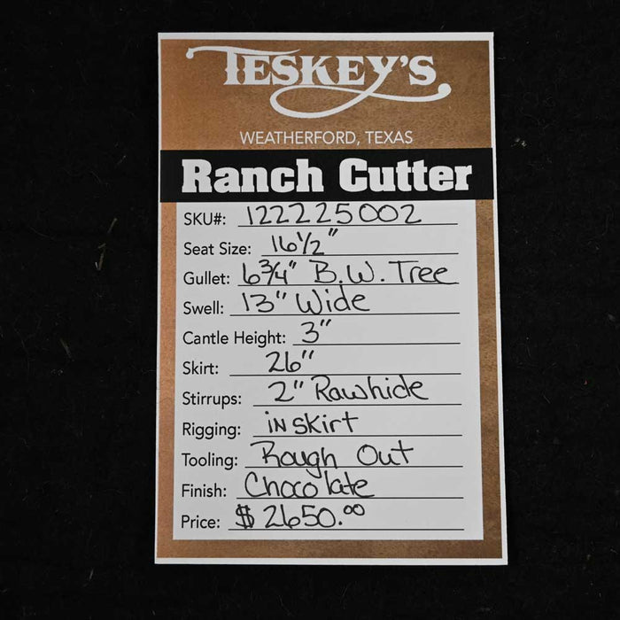 16.5" TESKEY'S PRO CUTTER RANCH CUTTER SADDLE Saddles - New Teskey's Saddlery