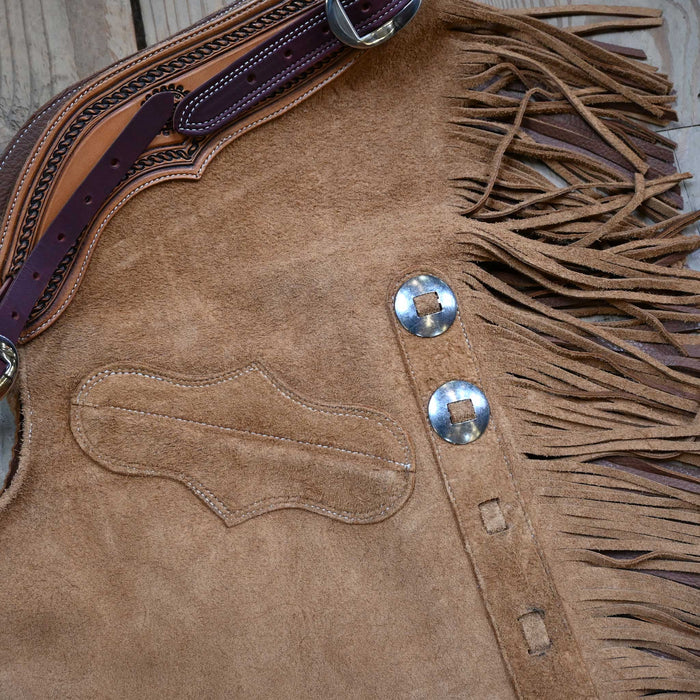 Teskey's Medium Saddle-Tan Roughout Versatility Chaps
