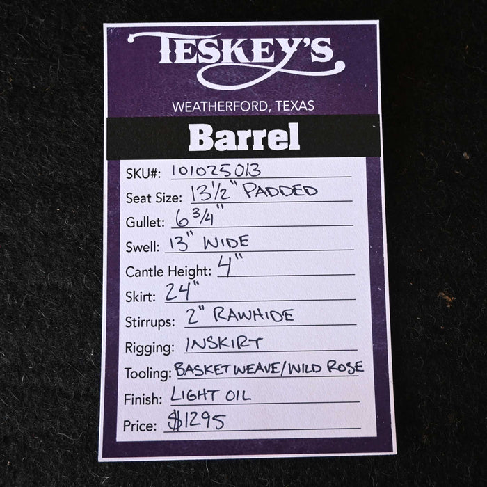 13.5" TESKEY'S COMPETITION SERIES BARREL SADDLE