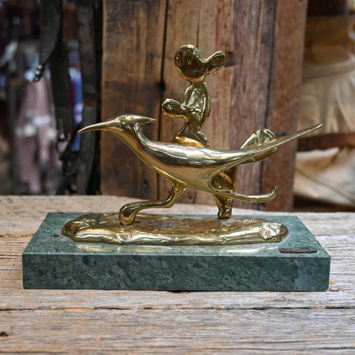 Brass Roadrunner Sculpture on Marble Base Collectibles MISC