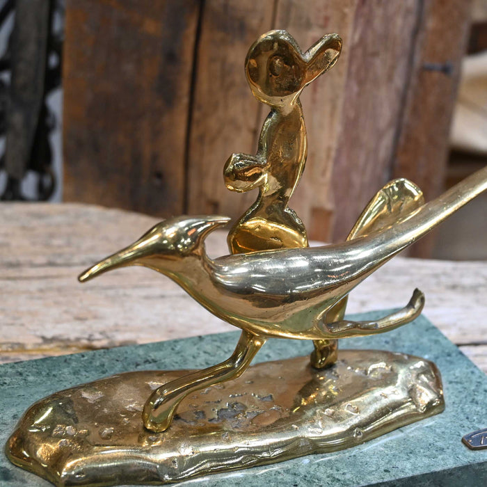 Brass Roadrunner Sculpture on Marble Base Collectibles MISC