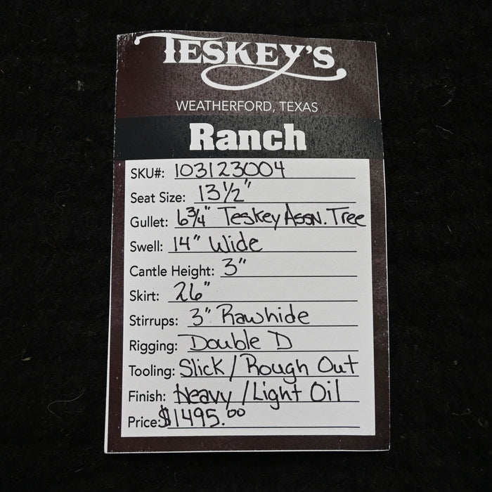 13.5" TESKEY'S RANCH ASSOCIATION SADDLE Saddles - New Teskey's Saddlery
