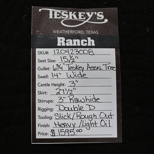 15.5" TESKEY'S RANCH ASSOCIATON SADDLE Saddles - New Teskey's Saddlery