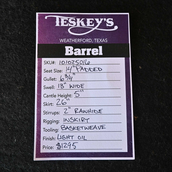 14" TESKEY'S COMPETITION SERIES BARREL SADDLE