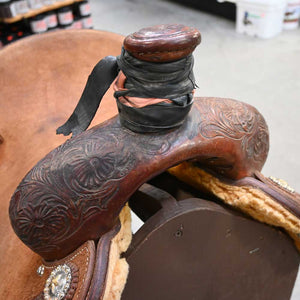 15" USED G&C CUSTOM ROPING SADDLE