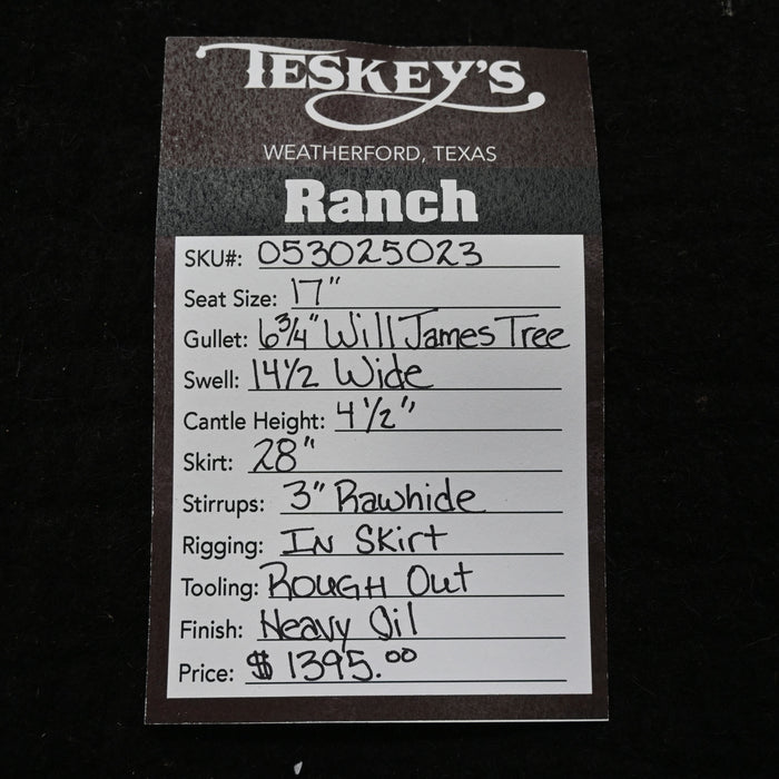 17" TESKEY'S STRIP DOWN RANCH SADDLE Saddles - New Teskey's Saddlery