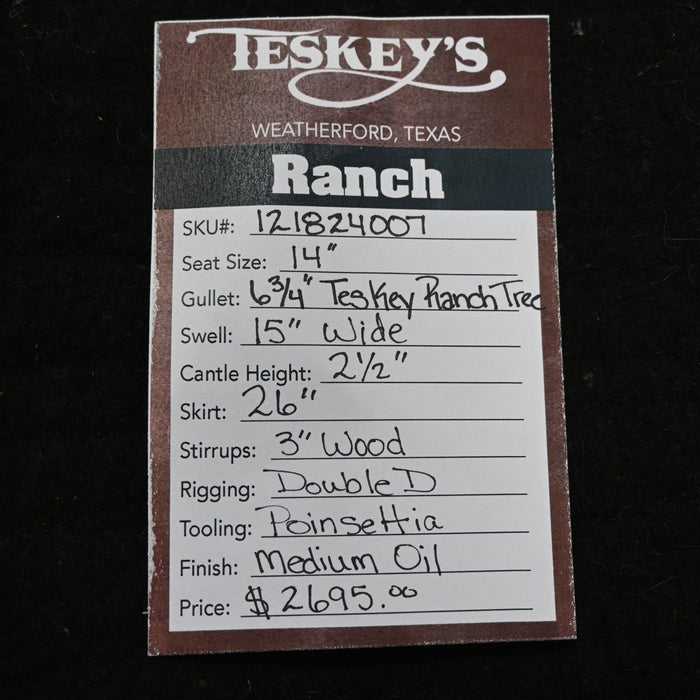 14" TESKEY'S RANCH SADDLE Saddles - New Teskey's Saddlery