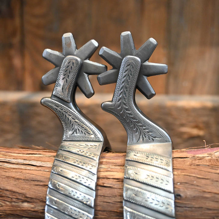Jennings Silver Mounted 7pt. Spurs Tack - Spurs John Jennings
