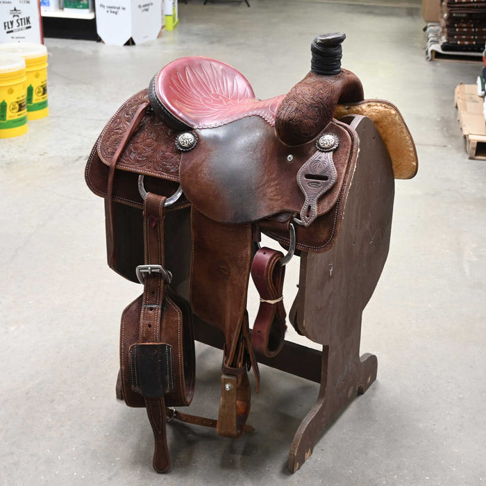 13.5" USED JEFF SMITH TEAM ROPING SADDLE