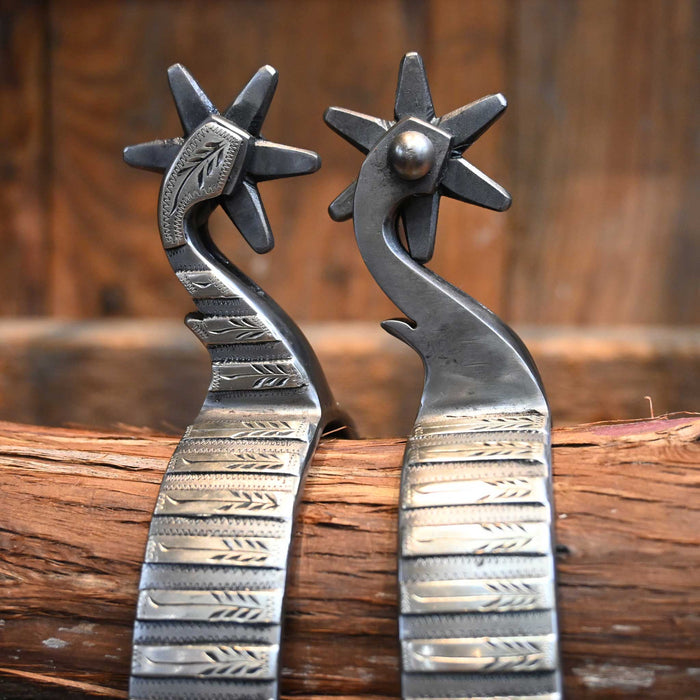 FARKAS #1100 Silver Mounted 6pt. Spurs Tack - Spurs John Jennings