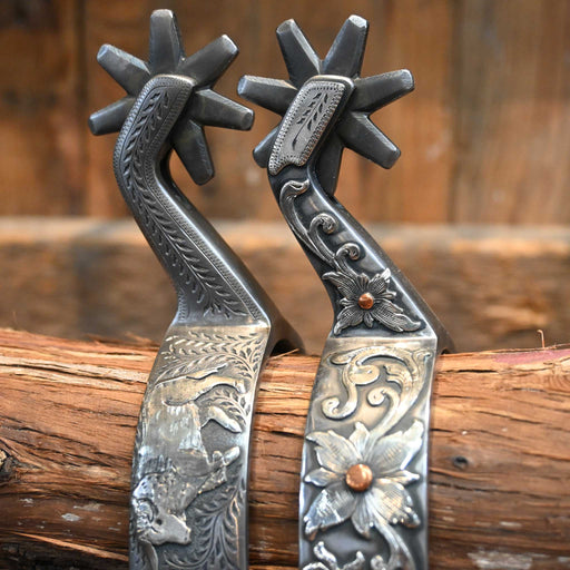 Jennings Silver Mounted 7pt. Spurs Tack - Spurs John Jennings