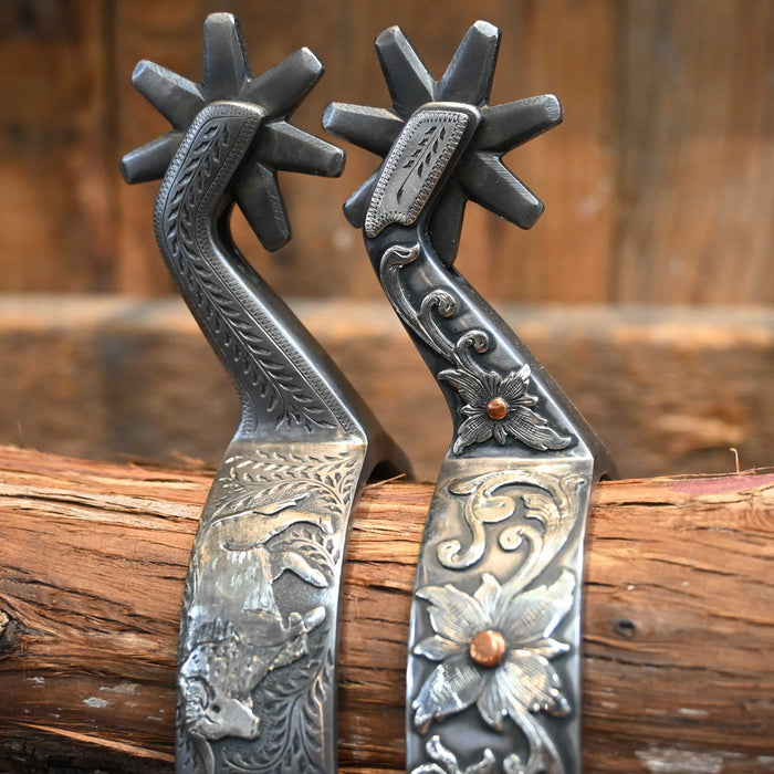 Jennings Silver Mounted 7pt. Spurs Tack - Spurs John Jennings