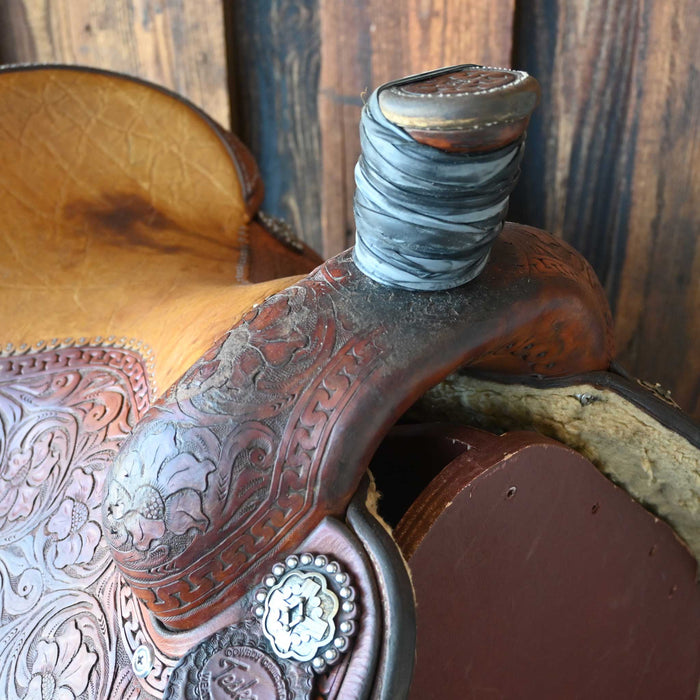15.5" USED TESKEY'S TEAM ROPING SADDLE