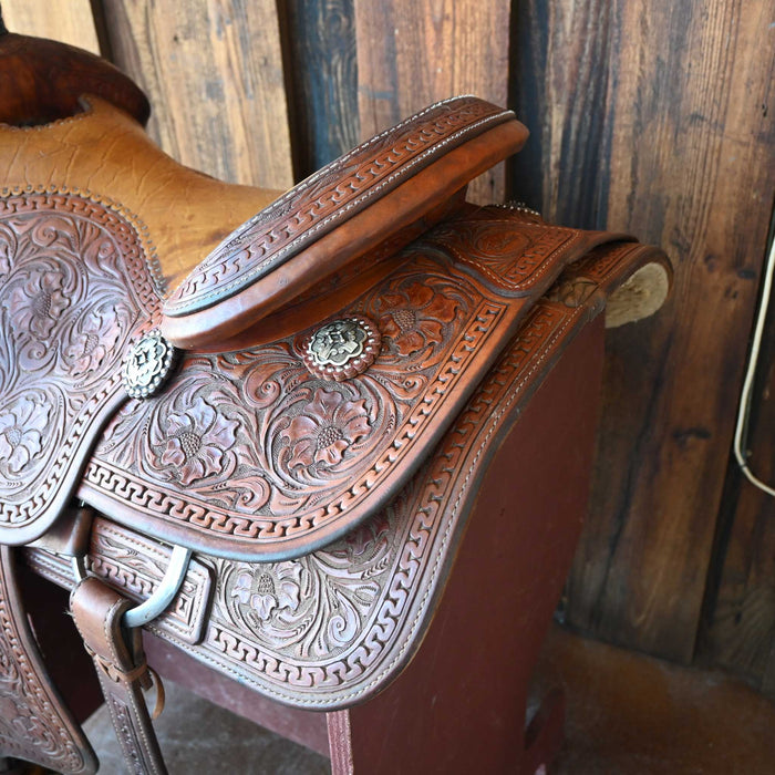 15.5" USED TESKEY'S TEAM ROPING SADDLE