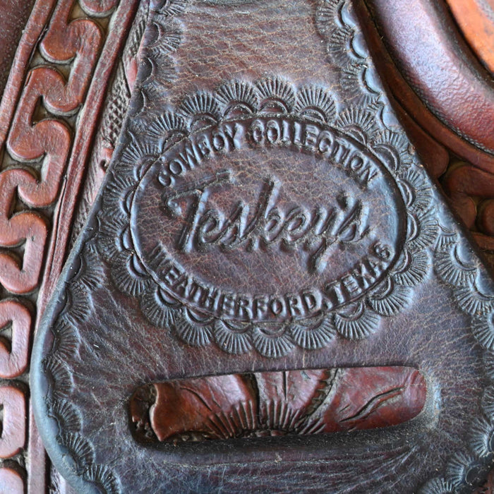 15.5" USED TESKEY'S TEAM ROPING SADDLE