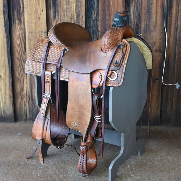 15" USED COATS TEAM ROPING SADDLE Saddles - Used Coats Saddlery