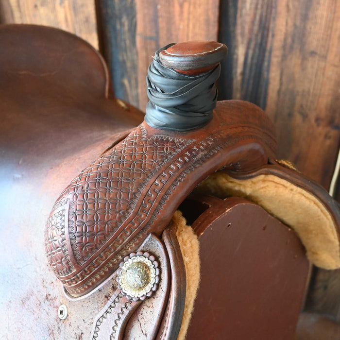 16" USED MARTY BYRD TEAM ROPING SADDLE