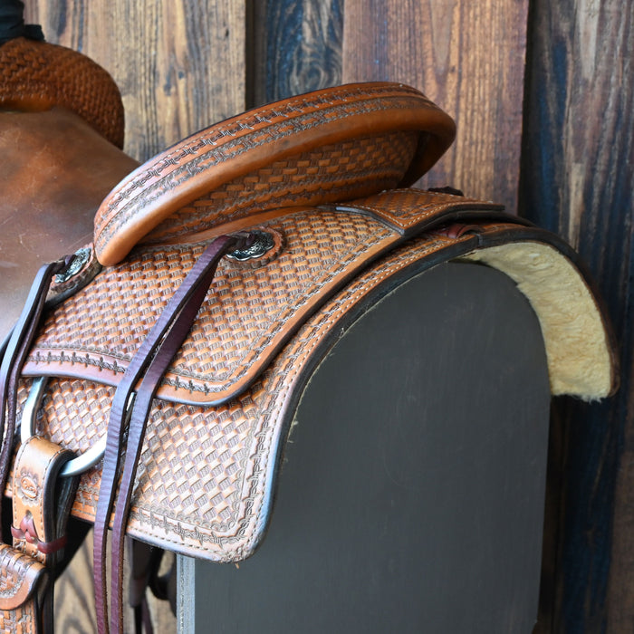 15" USED COATS TEAM ROPING SADDLE Saddles - Used Coats Saddlery