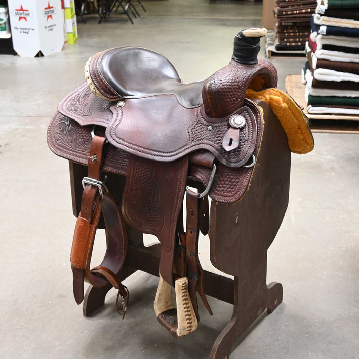 17" USED CIRCLE S TEAM ROPING SADDLE
