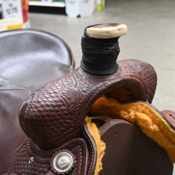 17" USED CIRCLE S TEAM ROPING SADDLE
