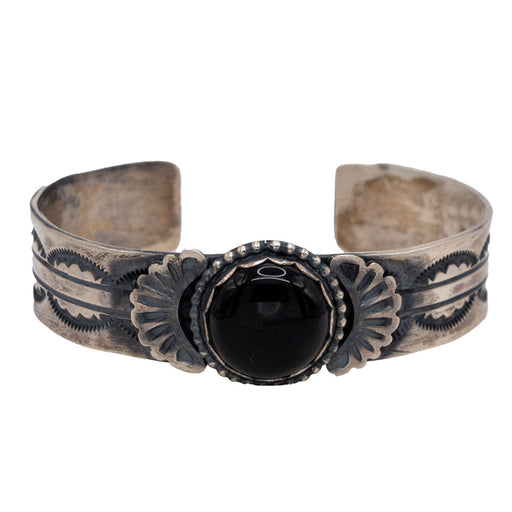 Black Onyx Stamped Silver Cuff Bracelet WOMEN - Accessories - Jewelry - Bracelets Sunwest Silver