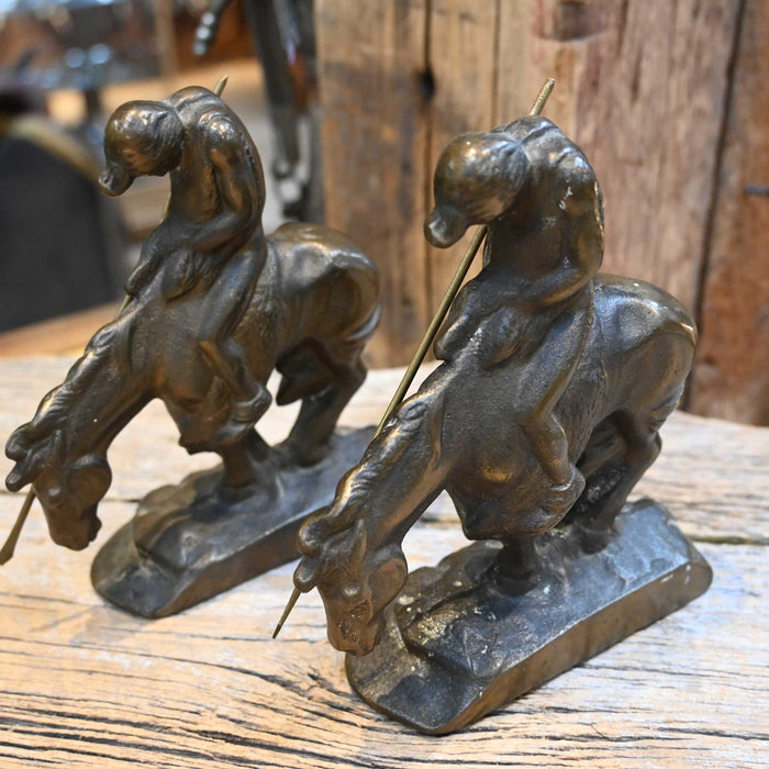 Vintage Little Town Products "End of Trail" Brass Bookends Collectibles Little Town Products