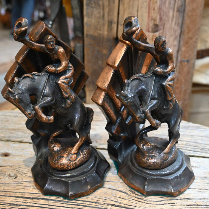 Rare Vintage Art Deco Cowboy Bookends Collectibles MISC