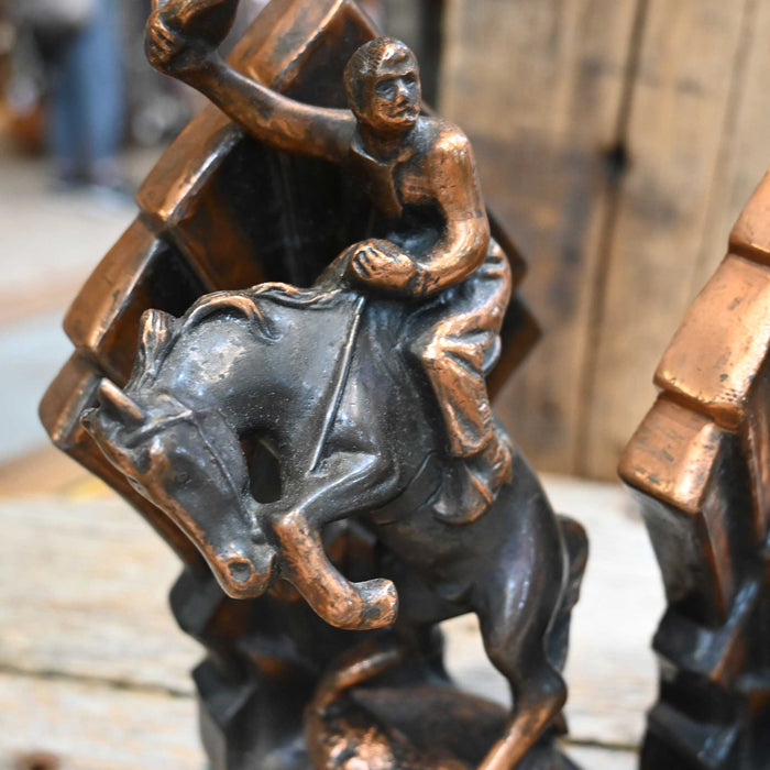 Rare Vintage Art Deco Cowboy Bookends Collectibles MISC