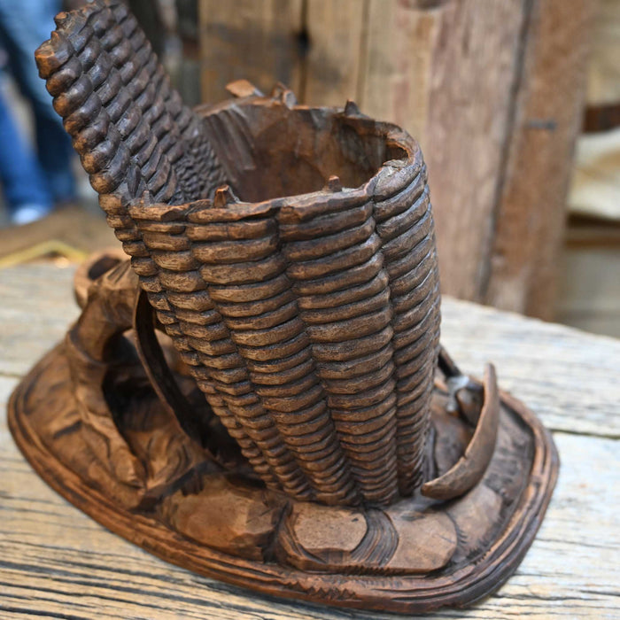 Vintage Black Forest Carved Wood Pen Holder Collectibles MISC