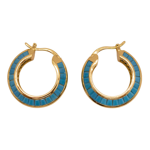 Razor Edge Turquoise Gold Hoop Earrings WOMEN - Accessories - Jewelry - Earrings Native Gem