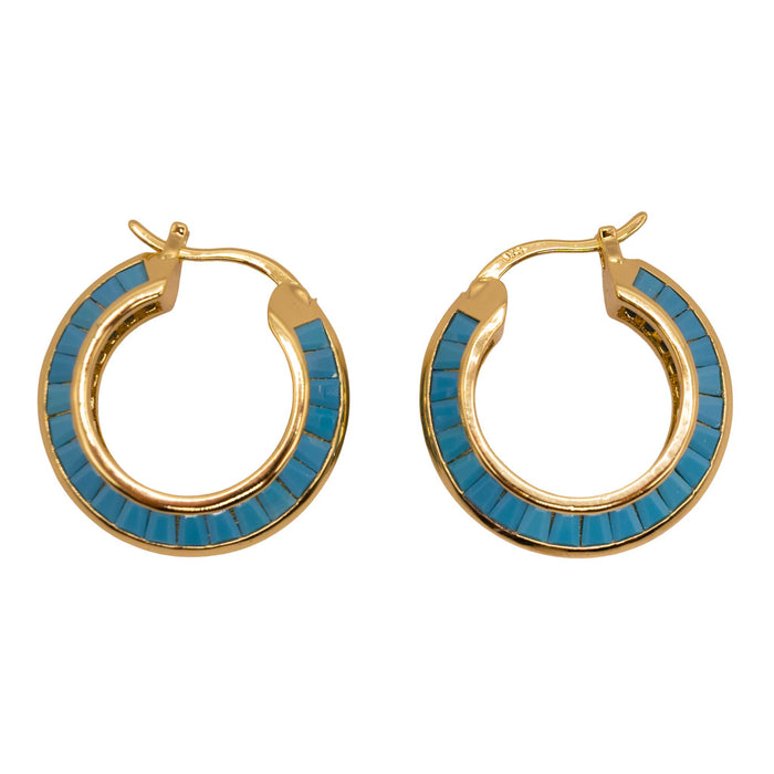 Razor Edge Turquoise Gold Hoop Earrings WOMEN - Accessories - Jewelry - Earrings Native Gem