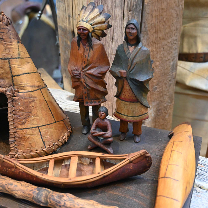 1920's Carved Wood Folk Art Indian Scene