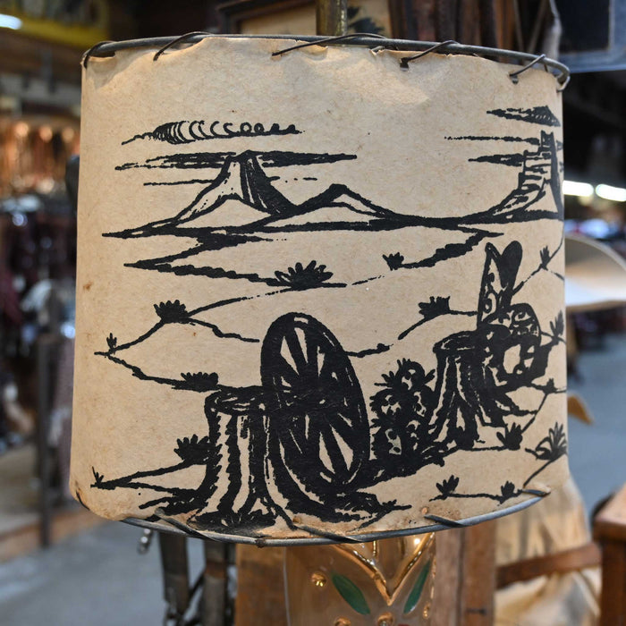 Vintage Ceramic Painted Boot Lamp w/Western Lamp Shade Collectibles MISC