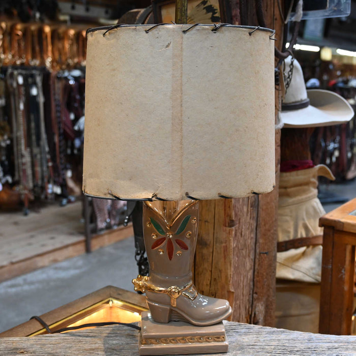 Vintage Copper Western Boot Lamp w/Shade in great condition Collectibles MISC