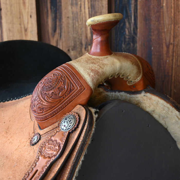 15" USED REINSMAN DALE MARTIN TEAM ROPING SADDLE