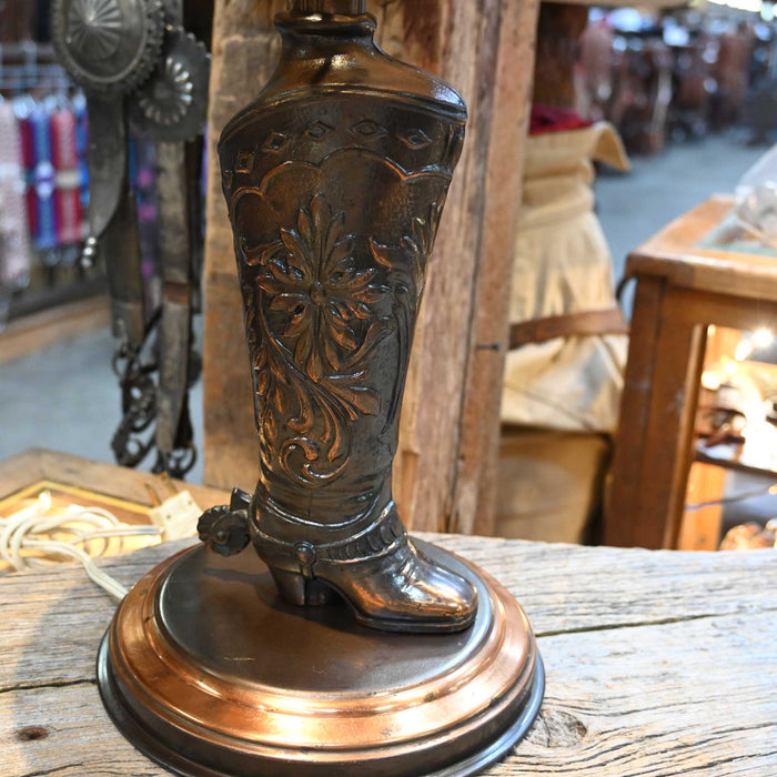 Vintage Copper Western Boot Lamp w/Shade Collectibles MISC