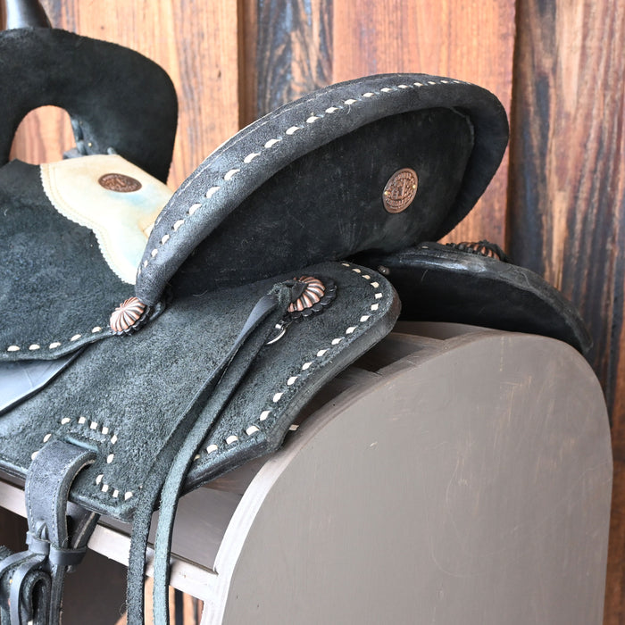 14.5" USED DOUBLE J FEATHER LITE BARREL SADDLE Saddles - Used DOUBLE J SADDLERY