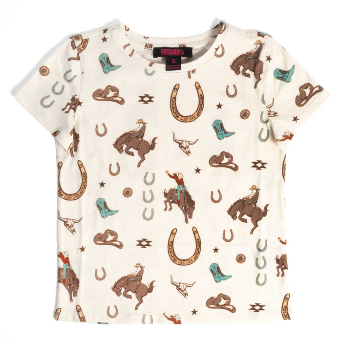 Rock & Roll Denim Girl's Natural Conversational Western Graphic Tee