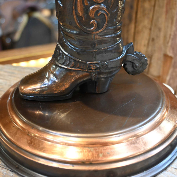 Vintage Copper Western Boot Lamp w/Shade Collectibles MISC