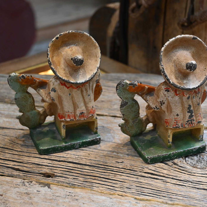 Vintage Cast Iron Mexican Man Singing Bookends Collectibles MISC