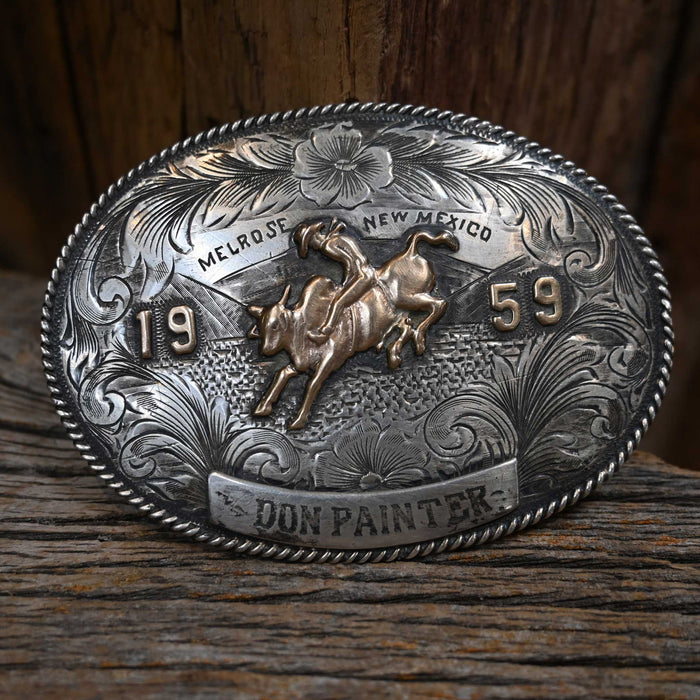1959 Don Painter Melrose New Mexico SS & 10K Gold Trophy Buckle Collectibles Misc