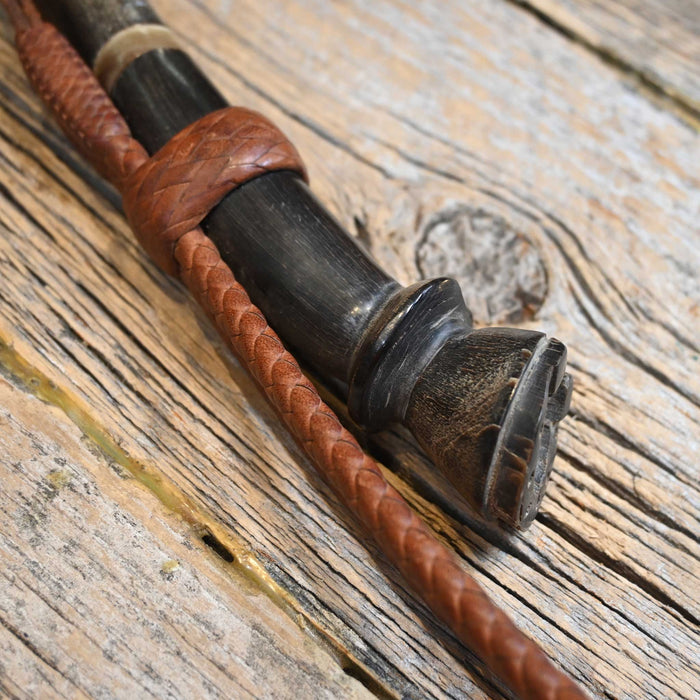 Beautiful Folk Art Horn Horse Hoof possibly 1930's Riding Quirt