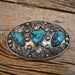 Vintage Sterling Silver w/3 Turqouis Stones Belt Buckle Collectibles Renalde