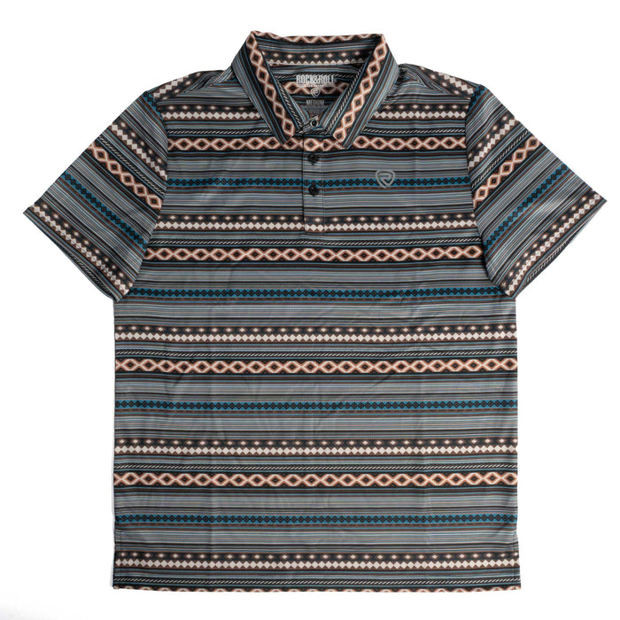 Rock & Roll Men's Teal Aztec Stripe Polo Shirt MEN - Clothing - Shirts - Short Sleeve Panhandle